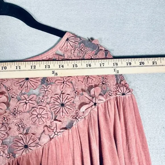 Pol Top Womens S Peach Cotton Blouse Costal Cowgirl Boho Fringe - Picture 9 of 13